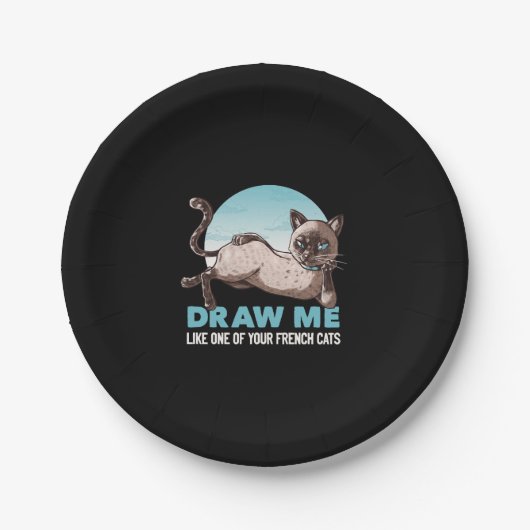 Zeichn mir wie eine deiner französischen Girls Cat Pappteller (Vorderseite)