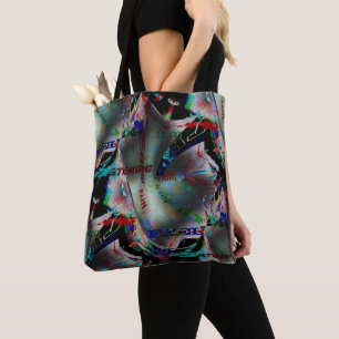 Zeichn mit Ausschnitt aus dunklem Banner und Wortw Tasche