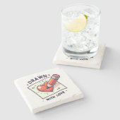 Zeichn mit Liebe Steinuntersetzer (Seitenansicht)