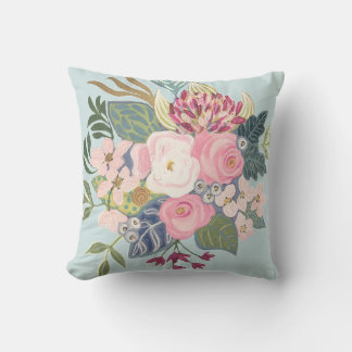 Zeichn Room_Light Blue_Faded Floral Pillow Kissen