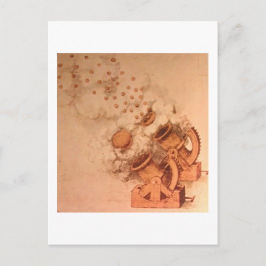 Zeichn von Cannons durch Leonardo Da VInci Postkarte (Vorderseite)