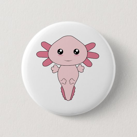 Zeichn von Cool rosa Axolotl Button (Vorderseite)