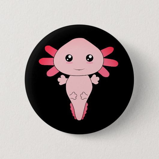 Zeichn von Cool rosa Axolotl Button (Vorderseite)