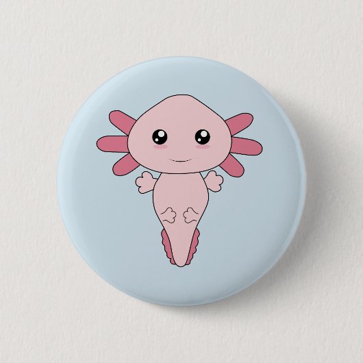 Zeichn von Cool rosa Axolotl Button (Vorderseite)