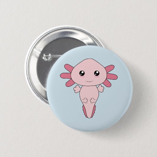 Zeichn von Cool rosa Axolotl Button (Vorne & Hinten)