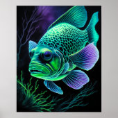 Zeichn von Fischen auf schwarz-grün Poster (Vorne)
