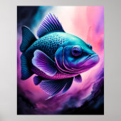 Zeichn von Fischen auf Schwarzen IV Poster (Vorne)