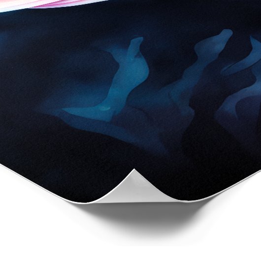 Zeichn von Fischen auf Schwarzen V Poster (Ecke)