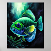 Zeichn von Fischen auf Schwarzen VII Poster (Vorne)