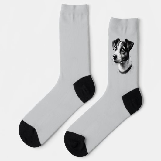 Zeichn von Jack Russell Terrier Socken (Linkes Detail)