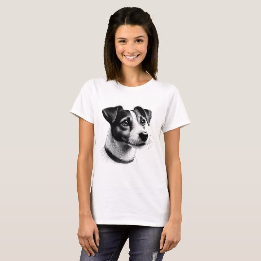 Zeichn von Jack Russell Terrier T-Shirt (Vorne ganz)