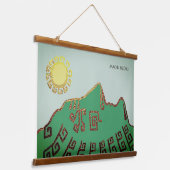 Zeichn von Machu_Picchu Cusco Peru Poster Hanging Wandteppich Mit Holzrahmen (Gewinkelt)