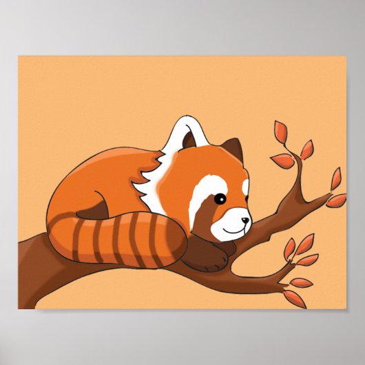 Zeichn von Red Panda in Tree Poster (Vorne)
