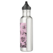 Zeichn von rosa Rosen Edelstahlflasche (Rechts)