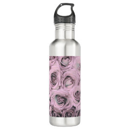 Zeichn von rosa Rosen Edelstahlflasche