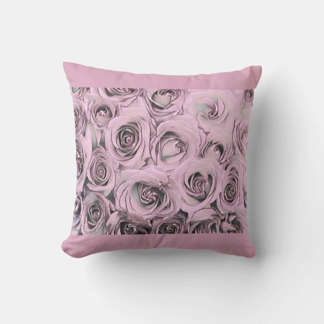 Zeichn von rosa Rosen Kissen (Vorderseite)