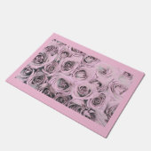 Zeichn von rosa Rosen Türmatte (Schrägansicht)
