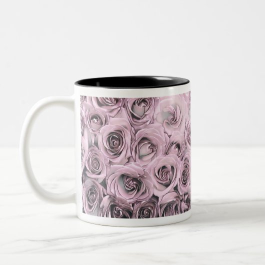 Zeichn von rosa Rosen Zweifarbige Tasse (Links)