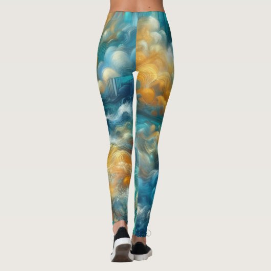 Zeichne Abstrakter Ozean Leggings (Rückseite)