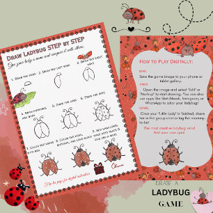 Zeichne-ein-Marienkäfer-Baby-Shower-Spiel Digita Einladung