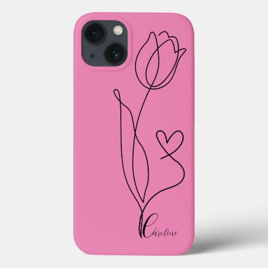 zeichne Rose mit schwarzer Blume personalisiertes Case-Mate iPhone Hülle (Rückseite)