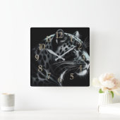 Zeichne Schneeleopard III Quadratische Wanduhr (Zuhause)