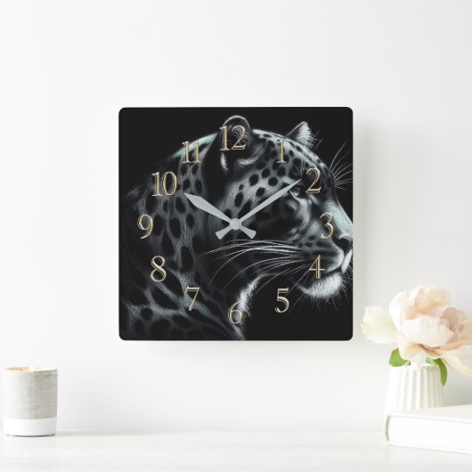 Zeichne Schneeleopard III Quadratische Wanduhr (Zuhause)