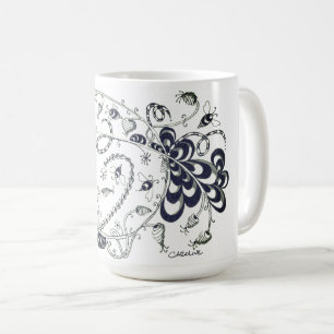 Zeichne, schwarz-weiße Stifte mit Bienendarstellun Kaffeetasse