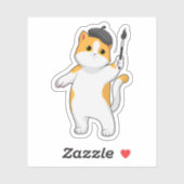 Zeichnen als Maler mit Pinsel Aufkleber (Blatt)