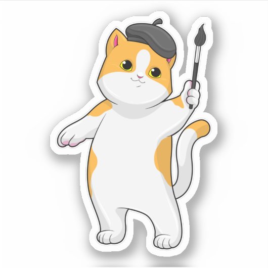 Zeichnen als Maler mit Pinsel Aufkleber (Vorderseite)