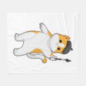 Zeichnen als Maler mit Pinsel Fleecedecke (Vorderseite (Horizontal))