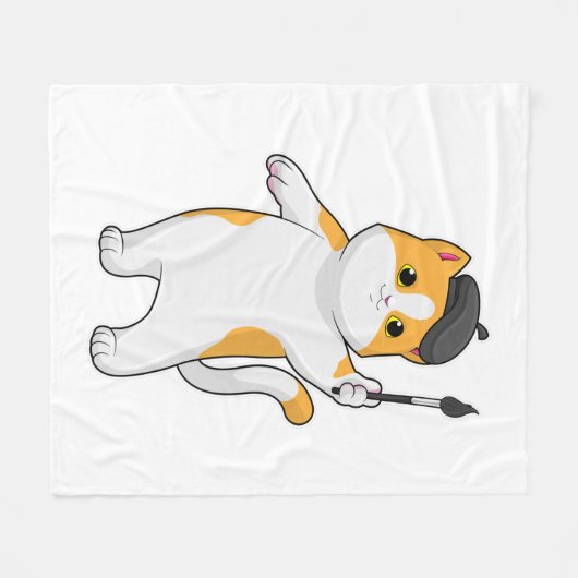 Zeichnen als Maler mit Pinsel Fleecedecke (Vorderseite (Horizontal))