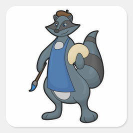 Zeichnen als Maler mit Pinsel Quadratischer Aufkleber