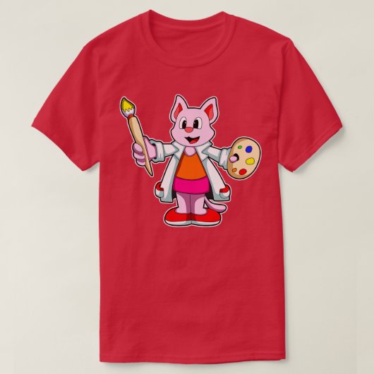 Zeichnen als Maler mit Pinsel T-Shirt (Design vorne)