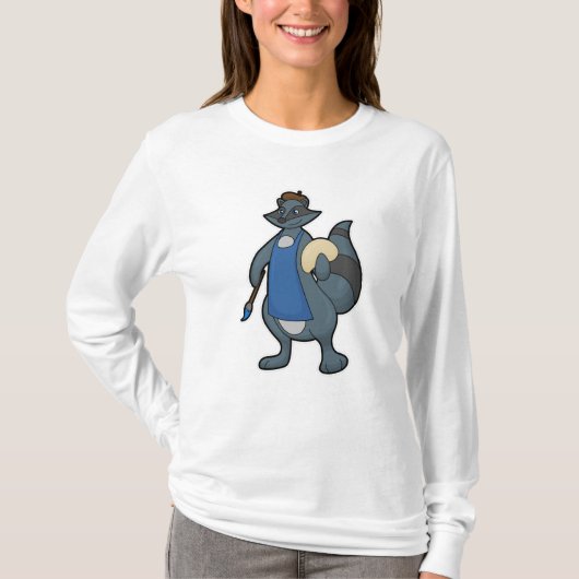 Zeichnen als Maler mit Pinsel T-Shirt (Vorderseite)