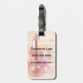 Zeichnen auf Watercolorhintergrund der Violine Gepäckanhänger (Rückseite vertikal)