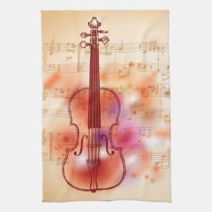 Zeichnen auf Watercolorhintergrund der Violine Küchentuch