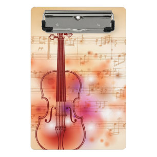 Zeichnen auf Watercolorhintergrund der Violine Mini Klemmbrett