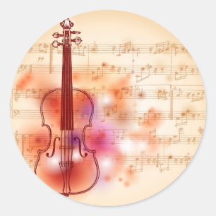 Zeichnen auf Watercolorhintergrund der Violine Runder Aufkleber