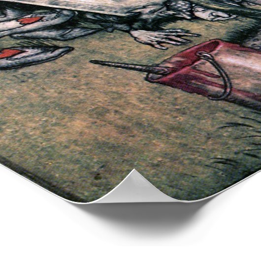 Zeichnen der Rose rot Poster (Ecke)