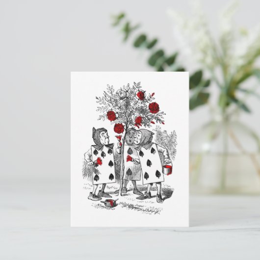 Zeichnen der Rose rot Postkarte (Stehend Vorderseite)