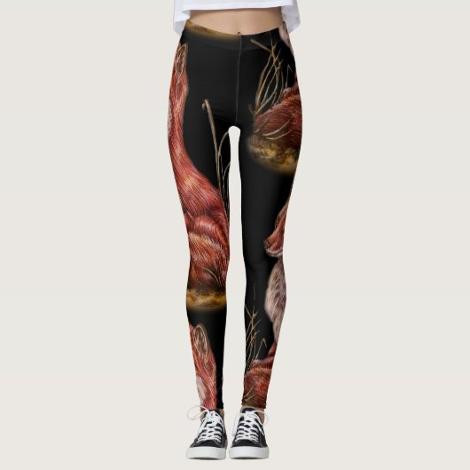 Zeichnen der roter Fox-Tier-Kunst Leggings (Vorderseite)