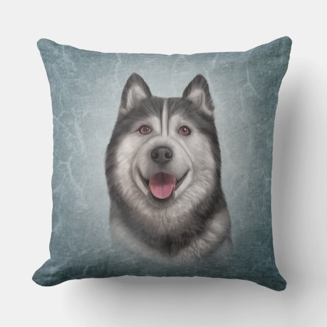 Zeichnen des Hundealaskischen Malamute Kissen (Vorderseite)