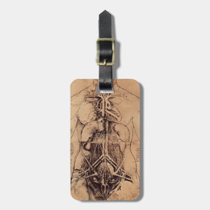 Zeichnen des Torsos einer Frau durch Leonardo da Gepäckanhänger