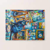 Zeichnen einer Katze im Maler-Studio Puzzle (Horizontal)