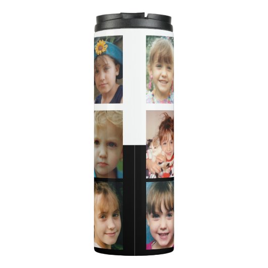 Zeichnen eines Fotos mit einer schwarzen Farbcolla Thermosbecher (Rückseite)