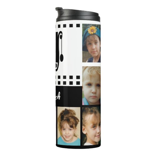 Zeichnen eines Fotos mit einer schwarzen Farbcolla Thermosbecher (Nach rechts gedreht)