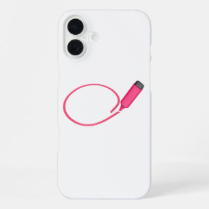 Zeichnen eines Kreises mit einem rosa Textmarker iPhone 16 Plus Hülle