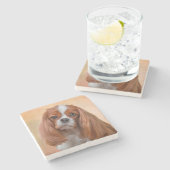 Zeichnen Hundeunbekümmerten Königcharles Spaniel Steinuntersetzer (Seitenansicht)