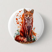 Zeichnen roter Fox-Tierkunst und der orange Farbe Button (Vorderseite)